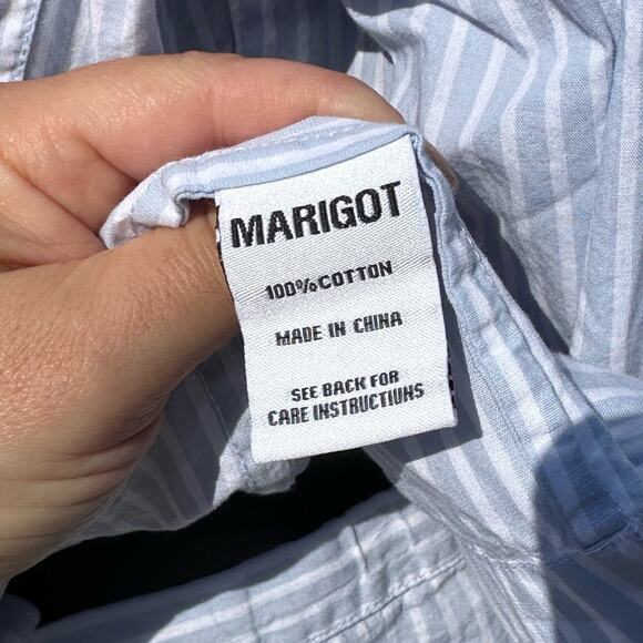 Marigot Amboise Short Pajama Set Sky Blue Striped Size Medium 100% Cotton Summer - Picture 6 of 13